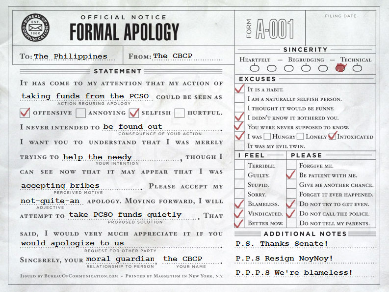 Apology Form