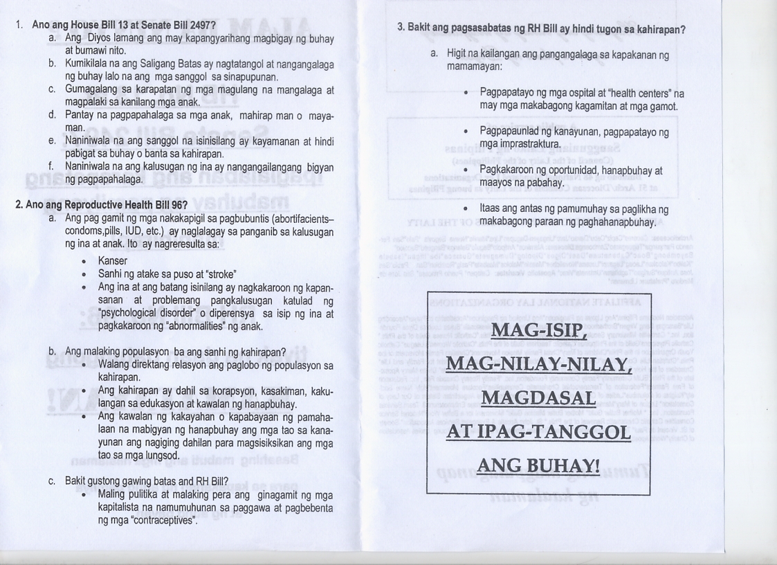 anti rh bill essay tagalog